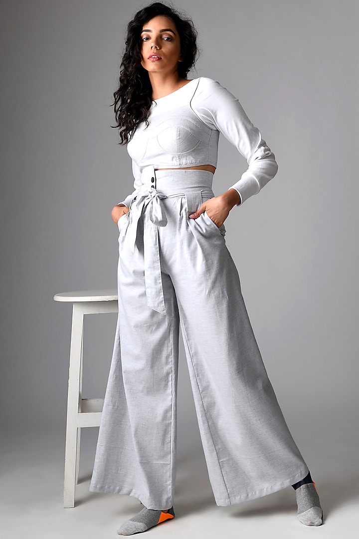 Grey High-Waisted Pant Set by Pieux