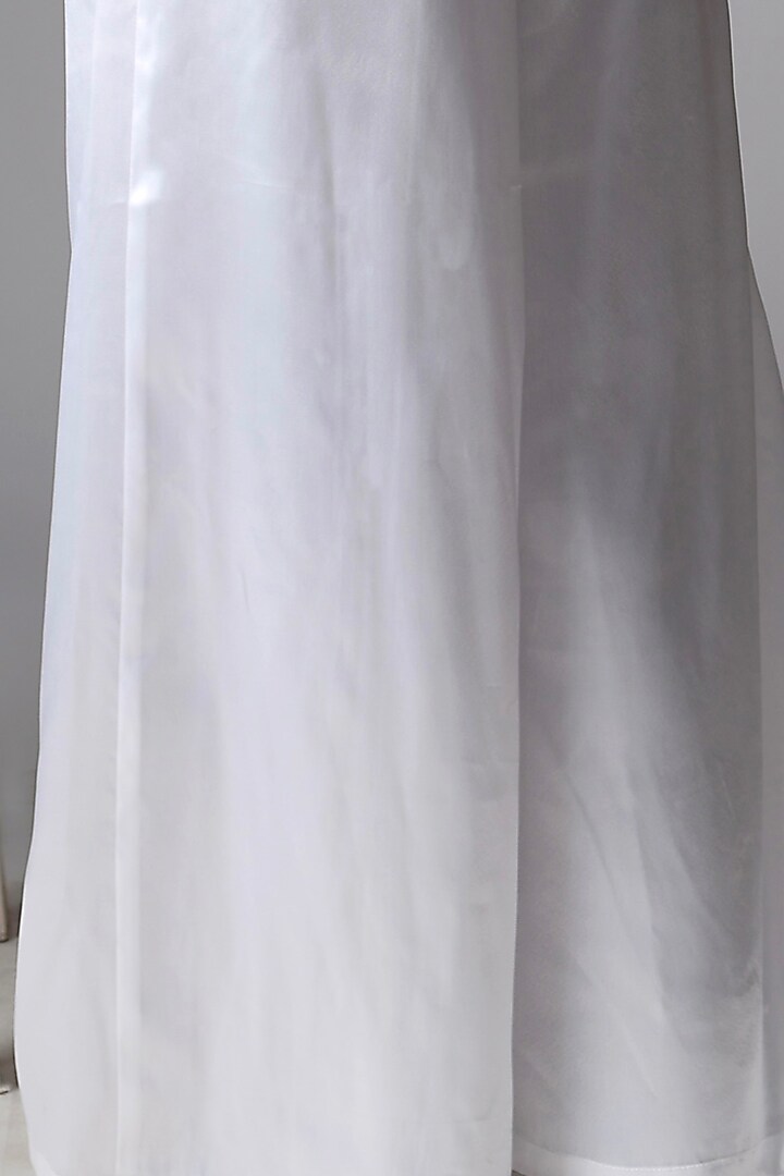 White Satin & Polyester High-Waisted Pant Set by Pieux at Pernia's Pop Up Shop