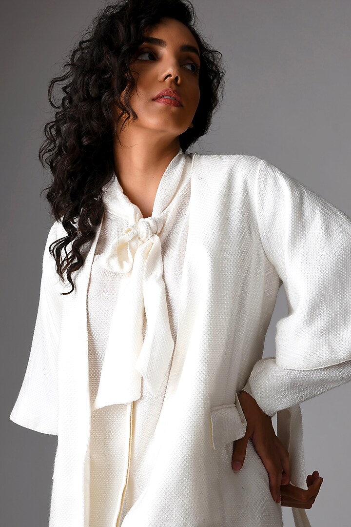 Off-White Cotton Co-Ord Set by Pieux at Pernia's Pop Up Shop