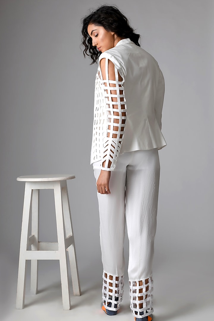 White Handwoven Pant Set by Pieux at Pernia's Pop Up Shop