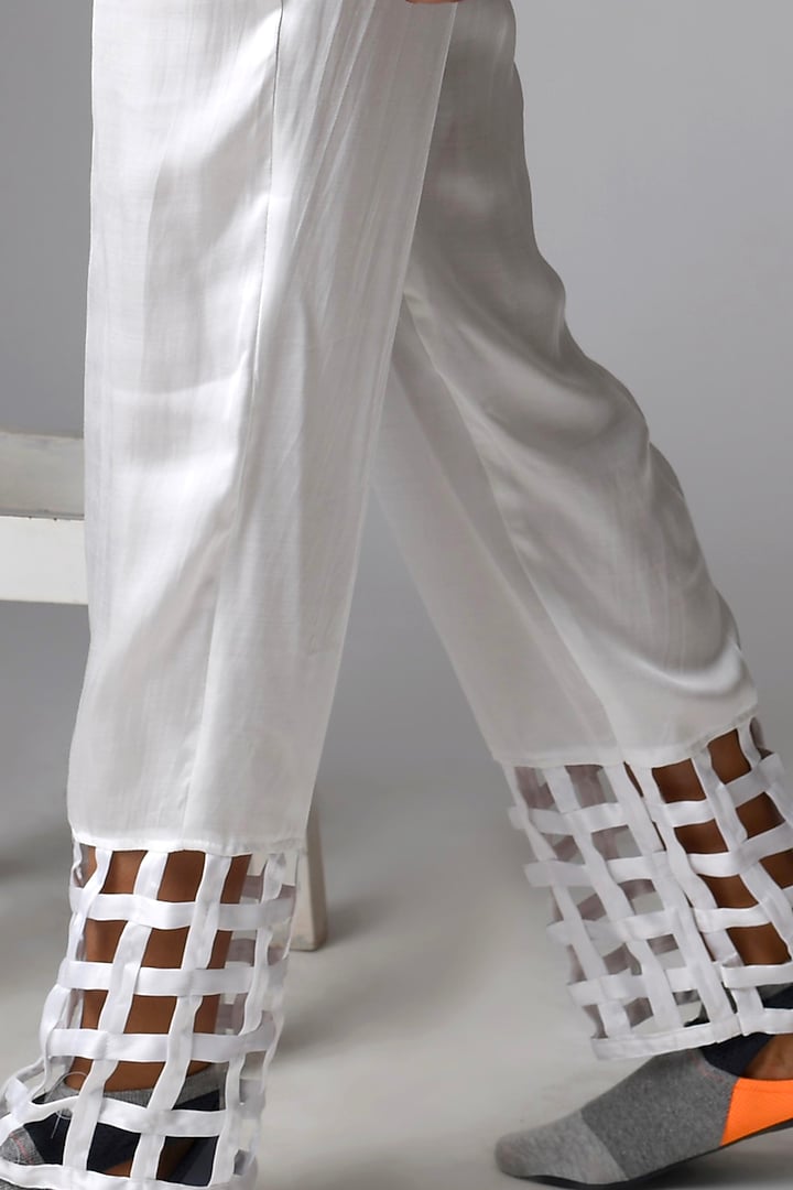 White Handwoven Pant Set by Pieux at Pernia's Pop Up Shop
