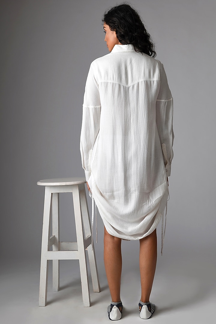 White Hand Embroidered Summer Shirt Dress by Pieux at Pernia's Pop Up Shop