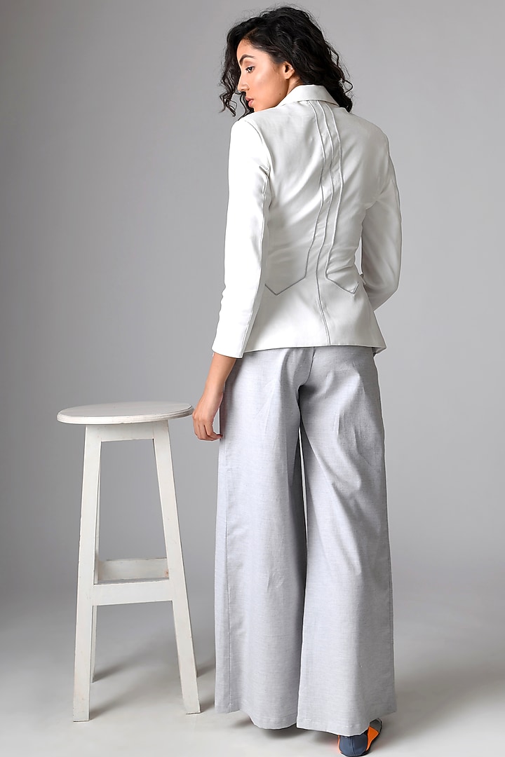 White Organic Cotton Linen Pant Set by Pieux at Pernia's Pop Up Shop
