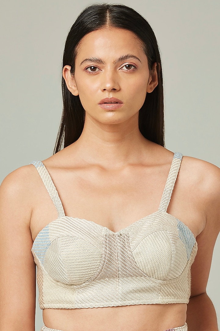 Beige Tencel Bralette by Pieux at Pernia's Pop Up Shop