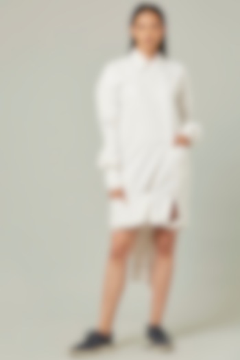 White Knotted Shirt Dress by Pieux