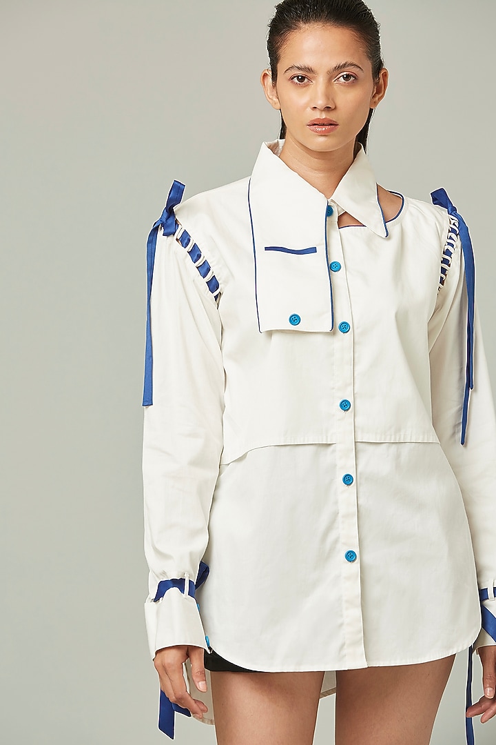 White Organic Cotton Shirt by Pieux at Pernia's Pop Up Shop