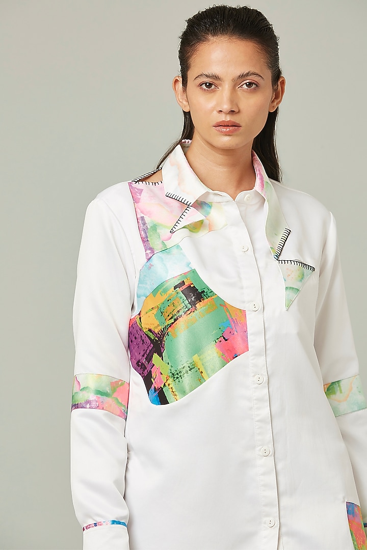 White Block Printed Shirt by Pieux at Pernia's Pop Up Shop