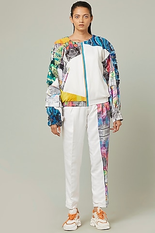 White Hand Embroidered Jacket by Pieux