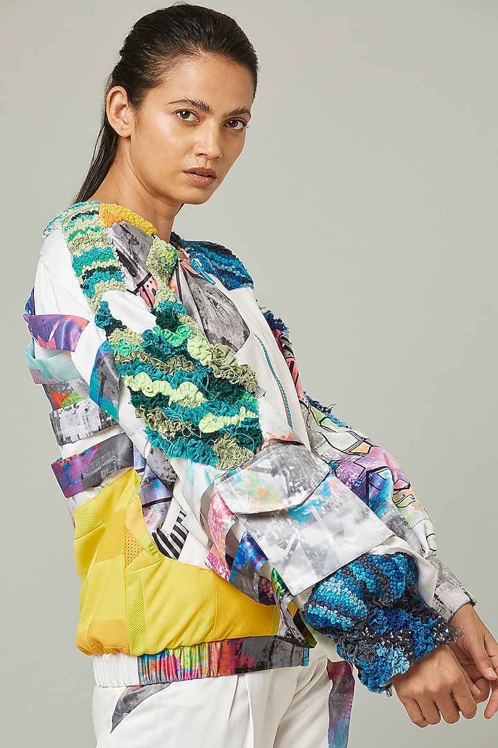 White Hand Embroidered Jacket by Pieux at Pernia's Pop Up Shop