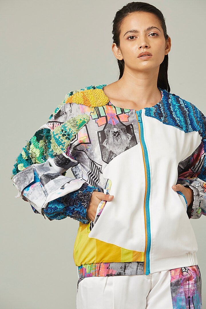White Hand Embroidered Jacket by Pieux at Pernia's Pop Up Shop