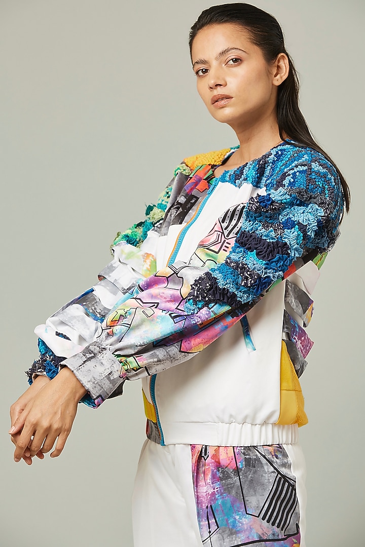 White Hand Embroidered Jacket by Pieux at Pernia's Pop Up Shop