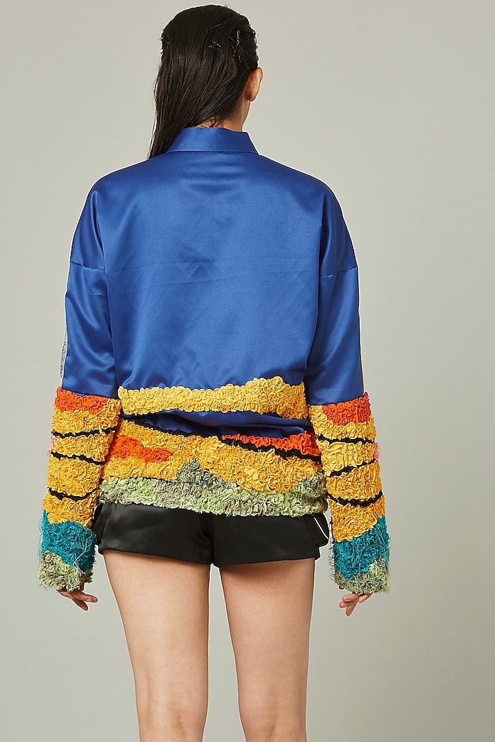 Cobalt Blue Hand Embroidered Jacket by Pieux at Pernia's Pop Up Shop