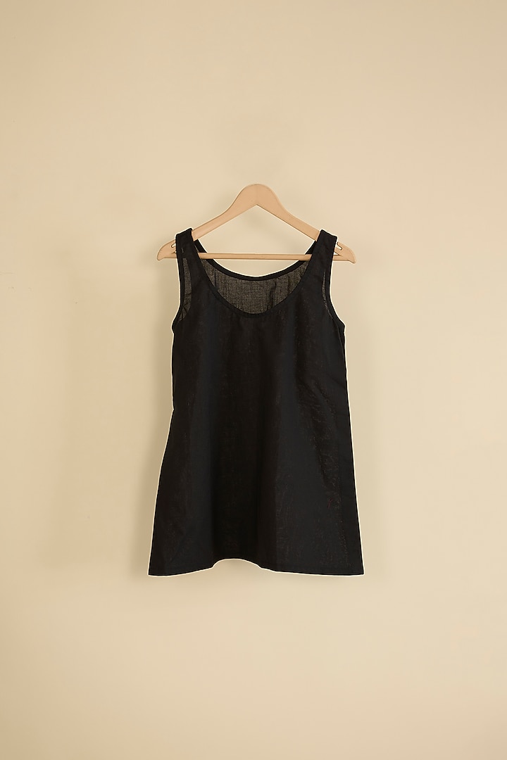 Black & Gold Handwoven Chanderi Stripe Dress For Girls by Pixie at Pernia's Pop Up Shop