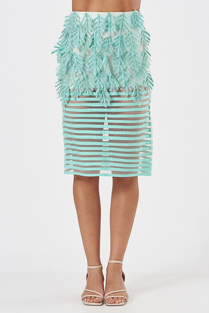 Green Organza Embellished Jacket Set by Piyanshu Bajaj at Pernia's Pop Up Shop