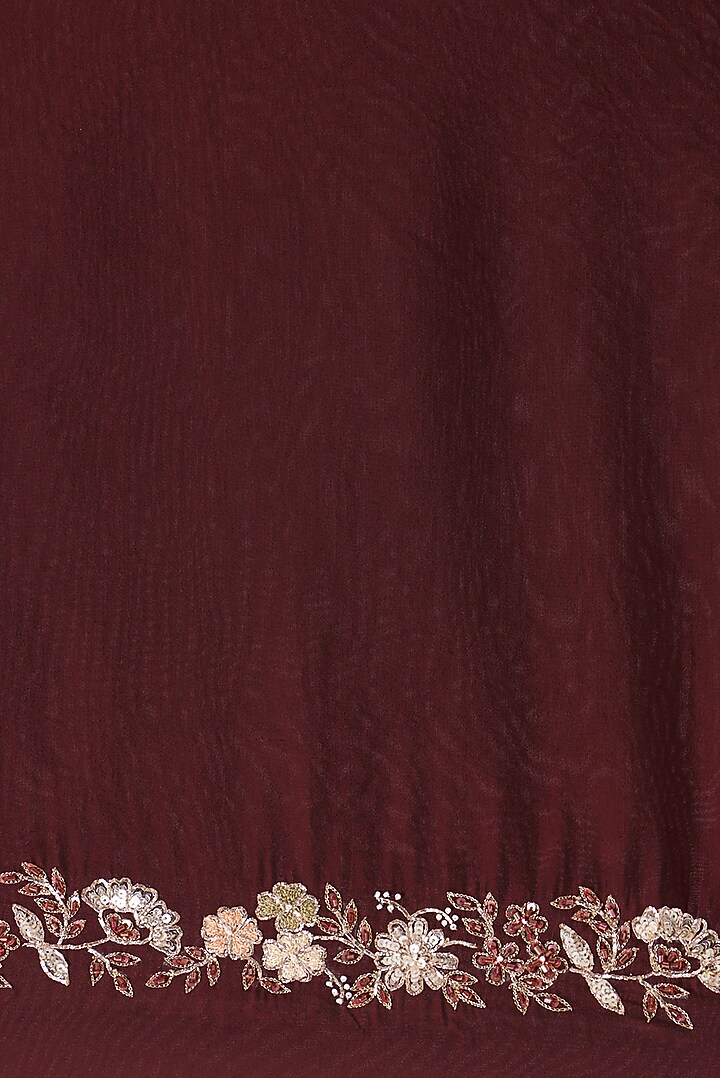 Maroon Silk Embellished Wedding Saree by Piyanshu Bajaj at Pernia's Pop Up Shop
