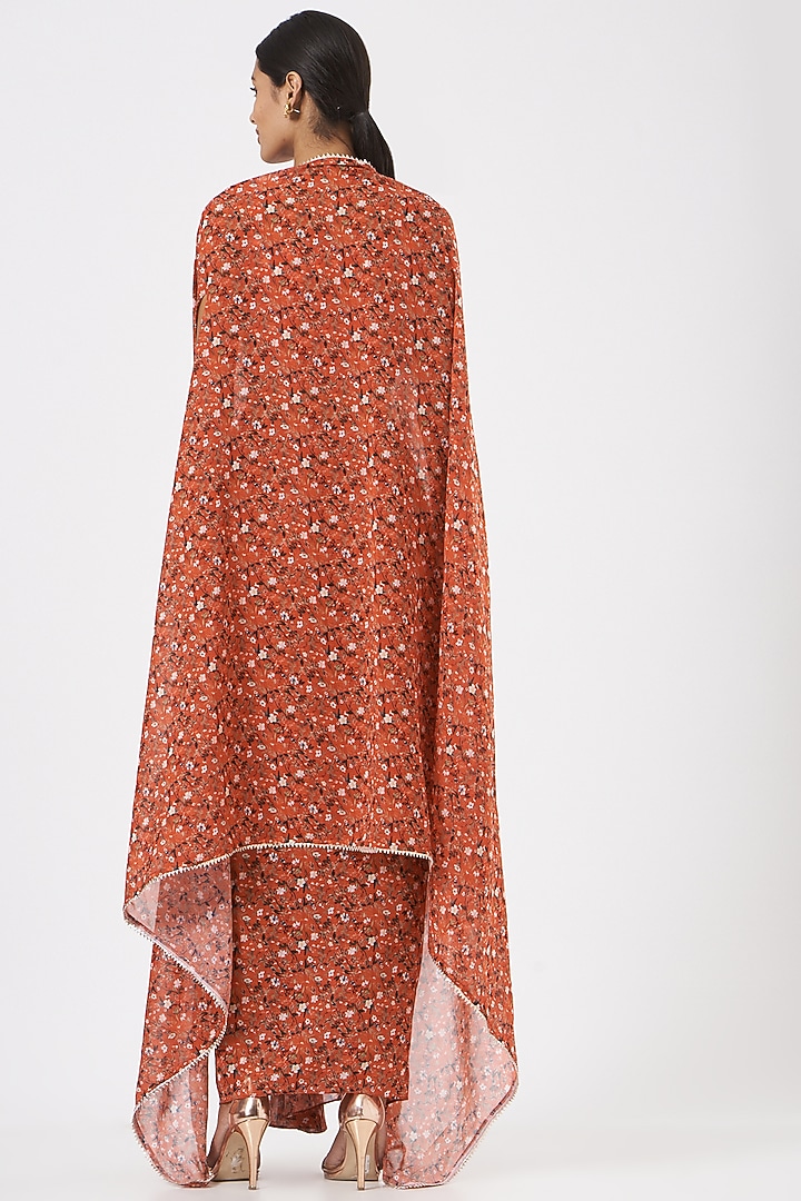 Fiery Red Printed Dhoti Set by Piyanshu Bajaj at Pernia's Pop Up Shop