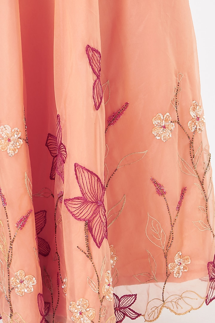 Peach Organza Embroidered Skirt Set by Piyanshu Bajaj at Pernia's Pop Up Shop