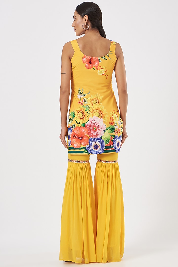 Citrus Yellow Georgette Party Wear Sharara Set by Piyanshu Bajaj at Pernia's Pop Up Shop