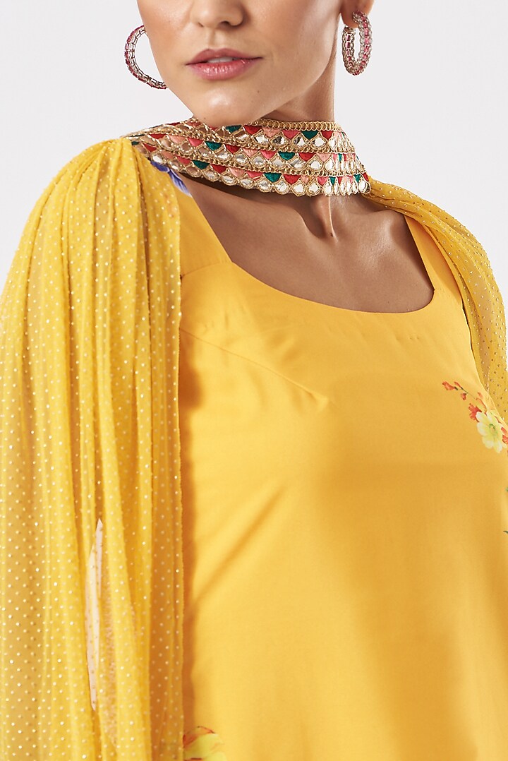 Citrus Yellow Georgette Party Wear Sharara Set by Piyanshu Bajaj at Pernia's Pop Up Shop