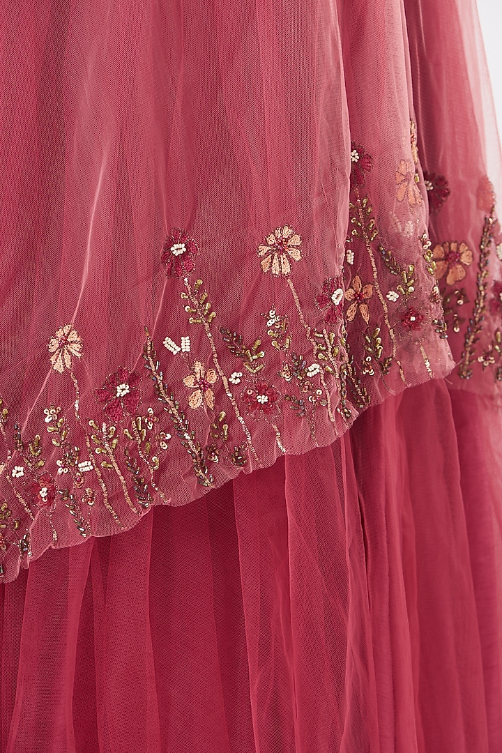 Pink Tulle Embroidered Skirt Set by Piyanshu Bajaj at Pernia's Pop Up Shop