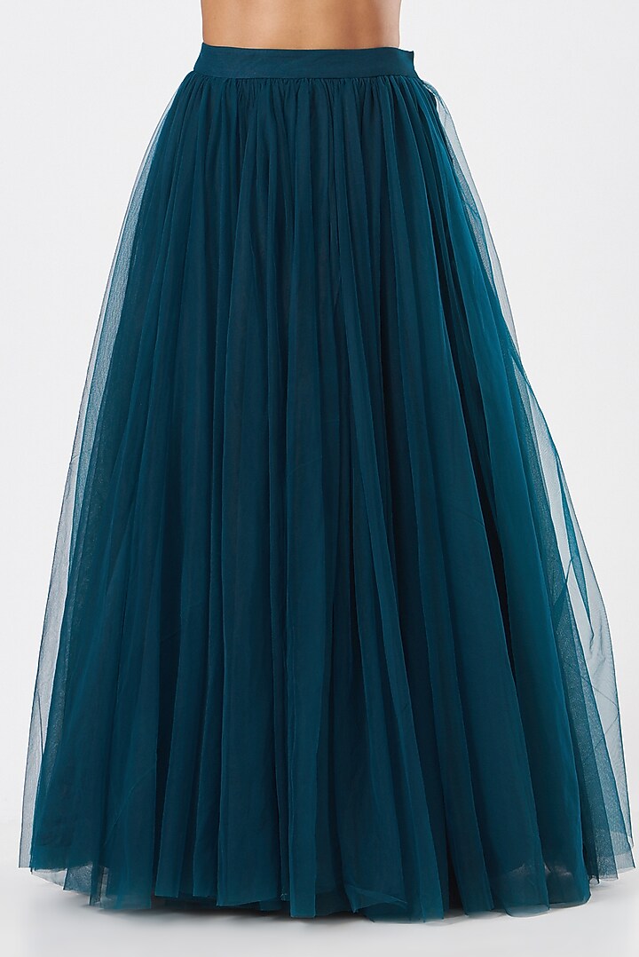 Blue Tulle Wedding Lehenga Set by Piyanshu Bajaj at Pernia's Pop Up Shop