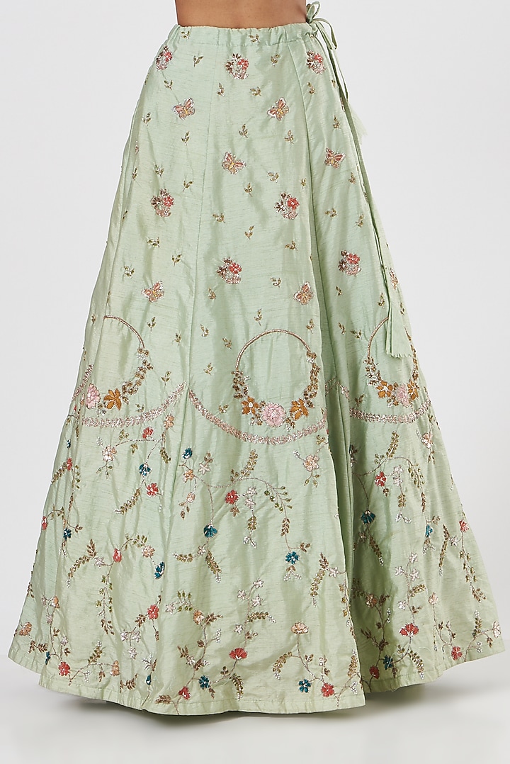 Light Green Embroidered Wedding Lehenga Set by Piyanshu Bajaj at Pernia's Pop Up Shop