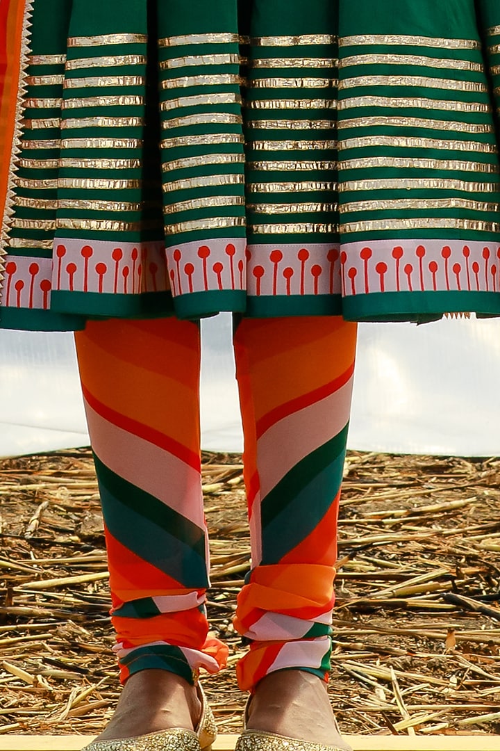 Green Embroidered and Printed Wedding Anarkali Set by Piyanshu Bajaj at Pernia's Pop Up Shop