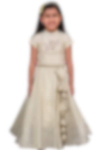 Cream Tissue Lehenga Set For Girls by Sky Is Pink at Pernia's Pop Up Shop
