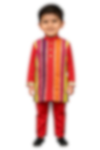 Multi-Colored Chiffon Kurta Set For Boys by Sky Is Pink at Pernia's Pop Up Shop