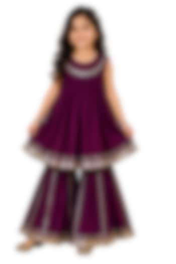 Purple Bamberg Silk Sharara Set For Girls by Sky Is Pink at Pernia's Pop Up Shop