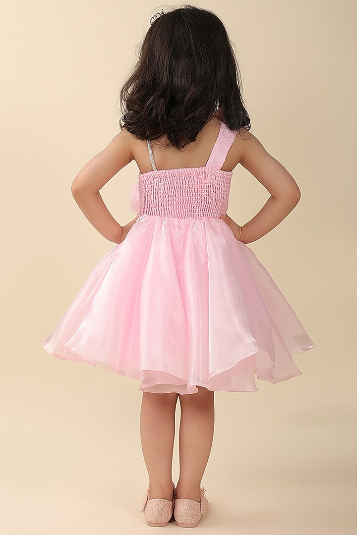 Pink Polyester Poly Silk Dress For Girls by A.T.U.N. (All Things Uber Nice) at Pernia's Pop Up Shop