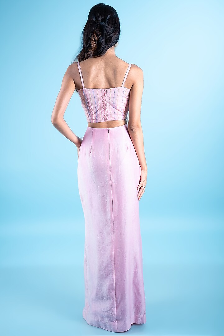 Pink Chanderi Skirt Set by Peach It Up By Samridhi at Pernia's Pop Up Shop