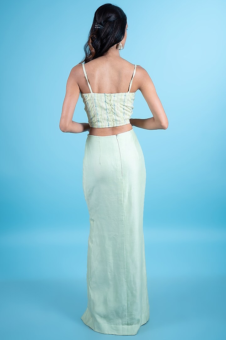 Lime Chanderi Skirt Set by Peach It Up By Samridhi at Pernia's Pop Up Shop