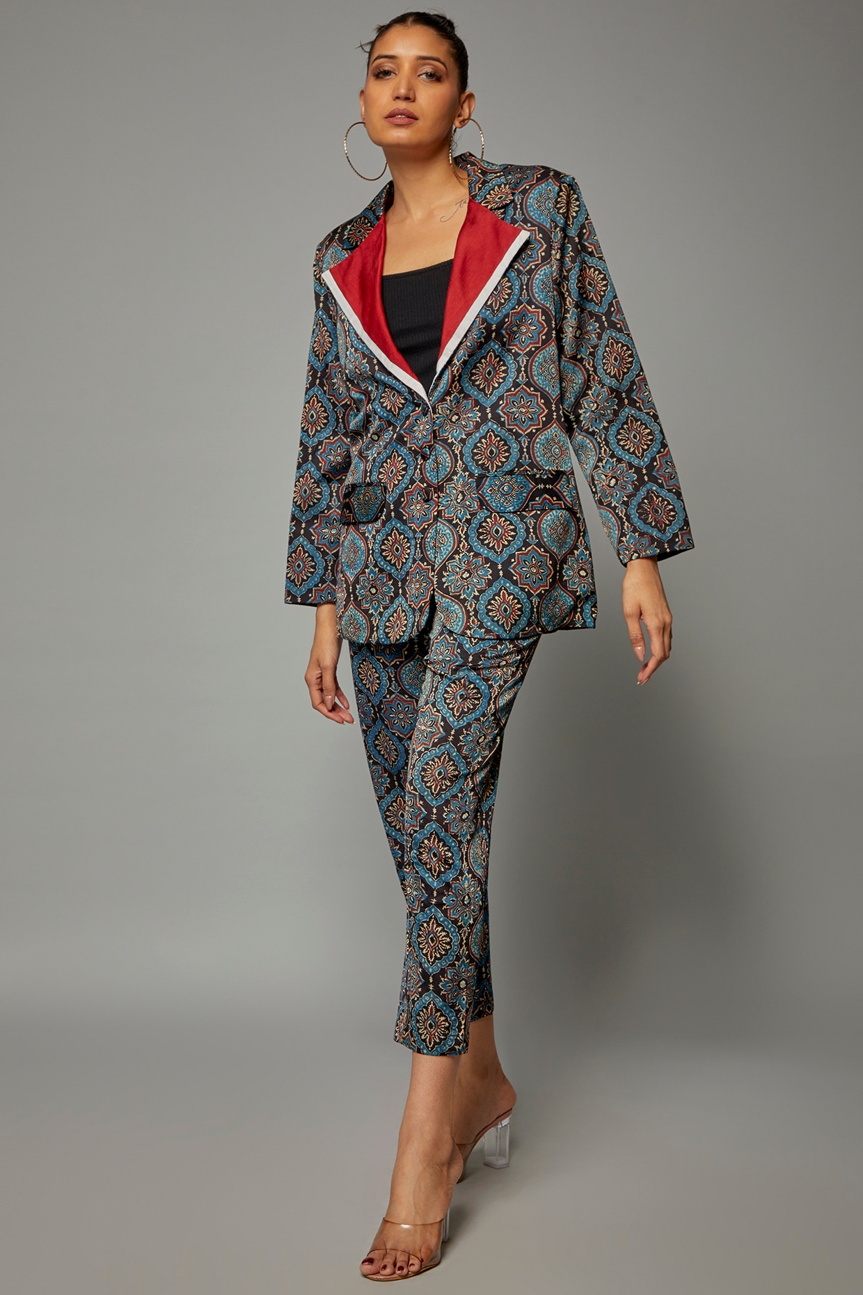 Silk lazer cut jacket  brocade pant set  Juhi Nanda