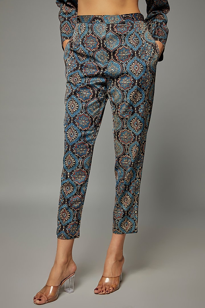 Multi-Colored Modal Silk Ajrakh Block Printed Pant Set by Priyanka Jha at Pernia's Pop Up Shop