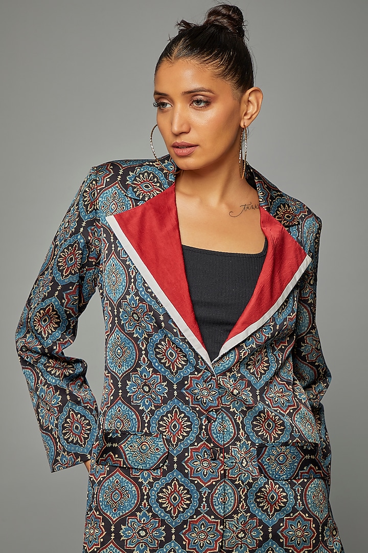 Multi-Colored Modal Silk Ajrakh Block Printed Pant Set by Priyanka Jha at Pernia's Pop Up Shop