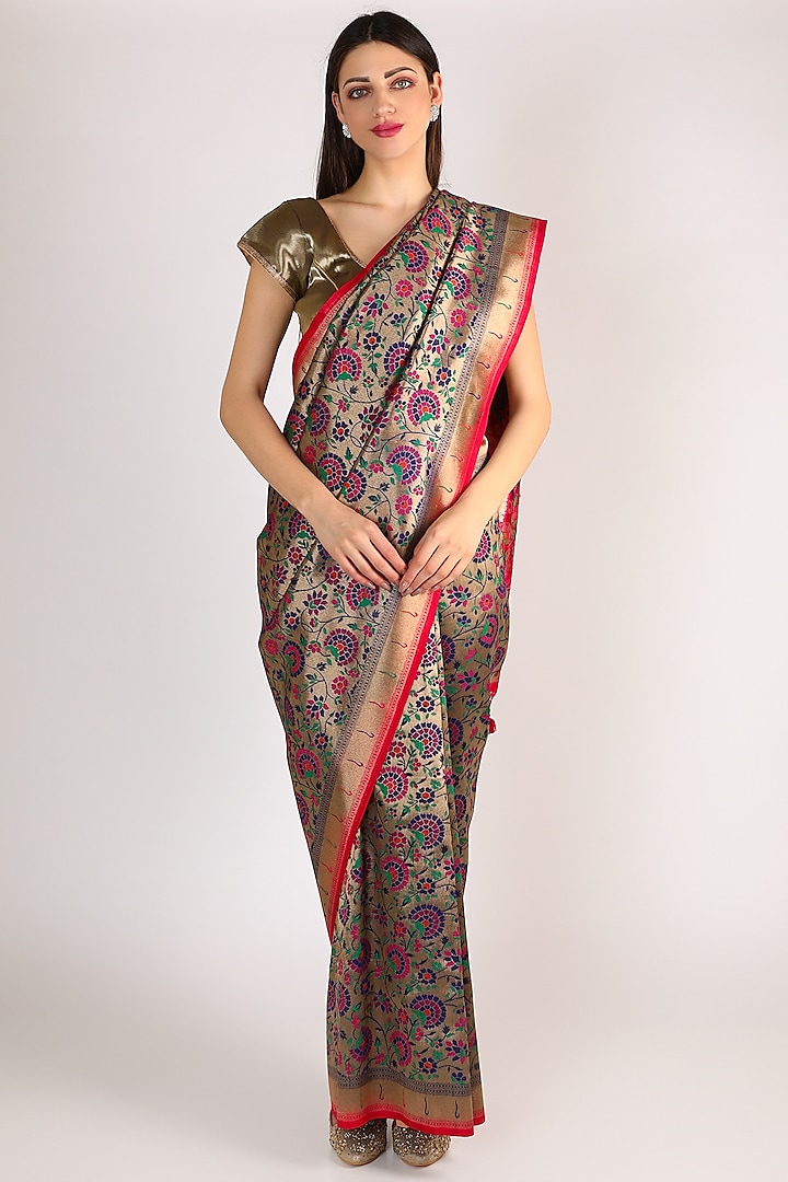 Multi Colored Banarasi Saree Set by Priyanka Jha at Pernia's Pop Up Shop