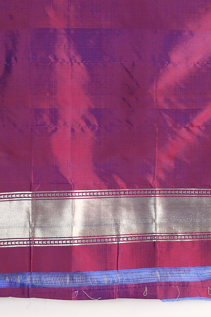 Purple & Golden Handwoven Katan Banarasi Silk Wedding Saree Set by Priyanka Jha at Pernia's Pop Up Shop