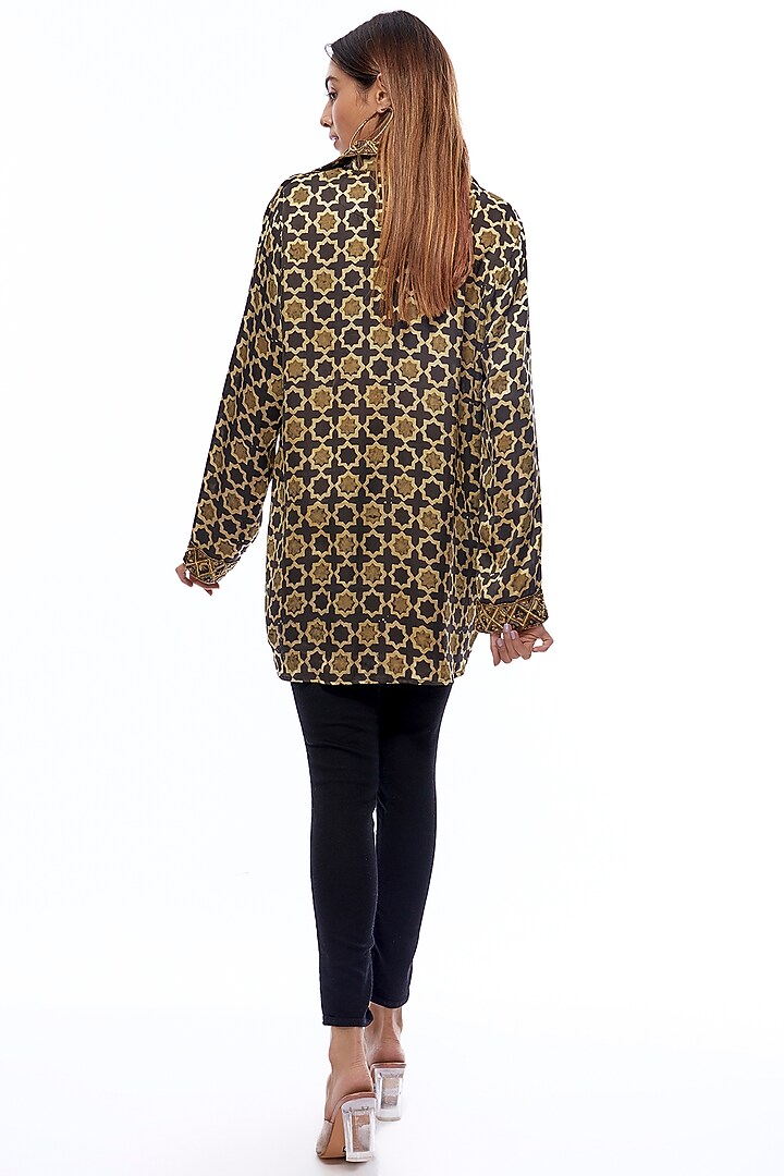 Multi-Colored Modal Silk Embroidered & Printed Shirt by Priyanka Jha at Pernia's Pop Up Shop