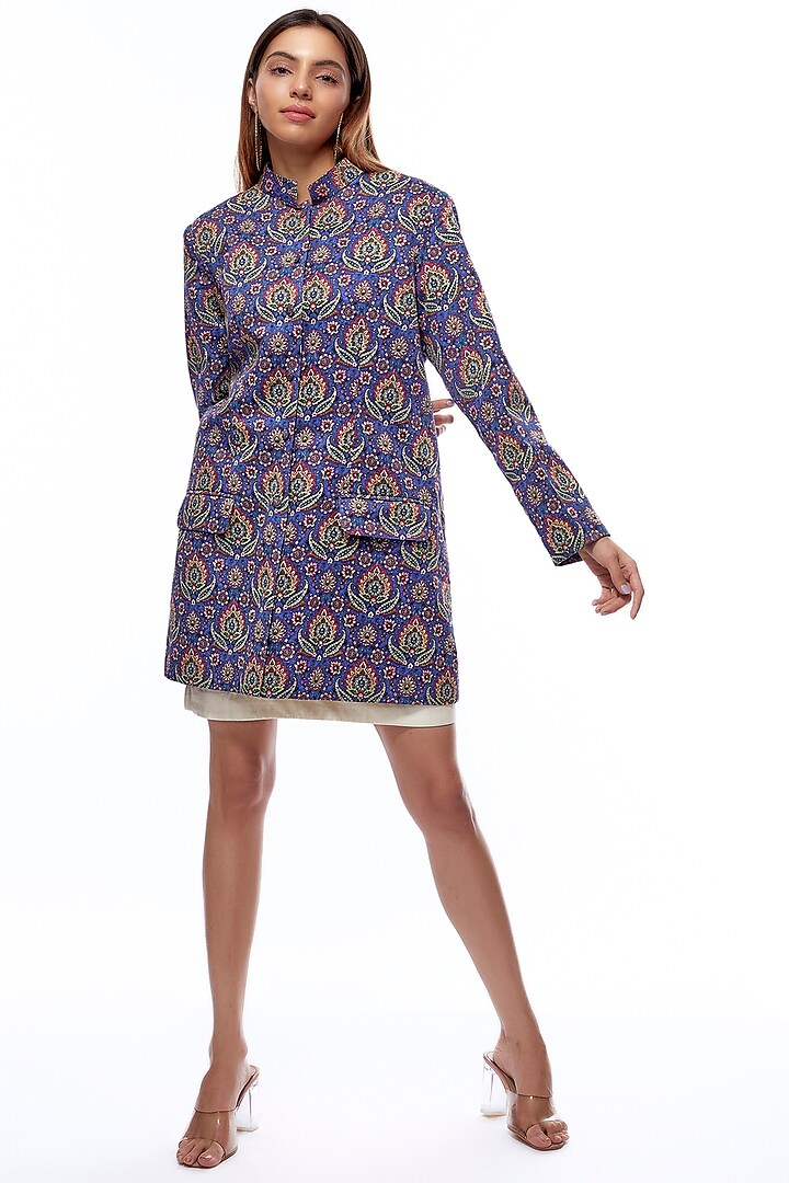 Multi-Colored Cotton Silk Printed Jacket Summer Dress by Priyanka Jha at Pernia's Pop Up Shop