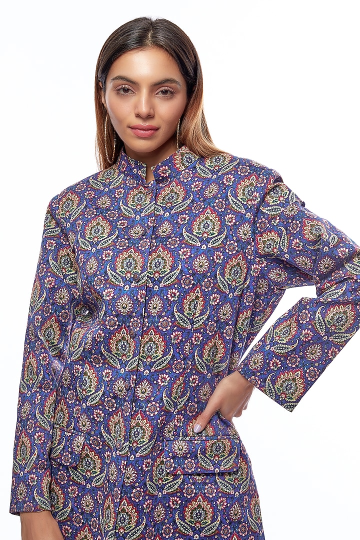 Multi-Colored Cotton Silk Printed Jacket Vacation Dress by Priyanka Jha at Pernia's Pop Up Shop