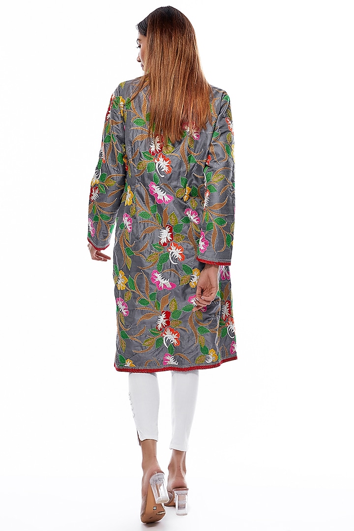 Multi-Colored Silk Hand Embroidered Jacket by Priyanka Jha at Pernia's Pop Up Shop