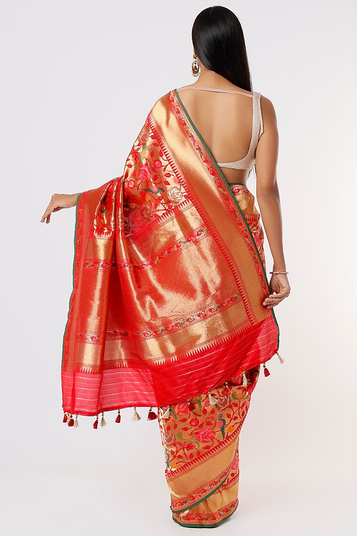 Red Banarasi Silk Wedding Saree by Priyanka Jha at Pernia's Pop Up Shop
