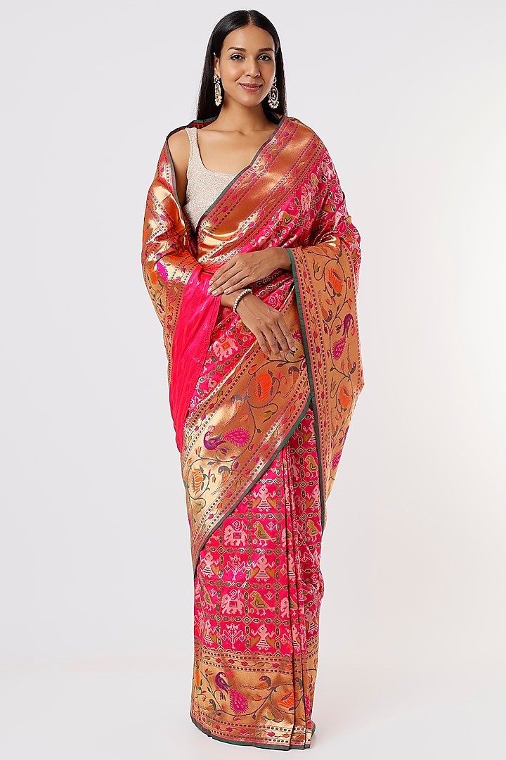 Pink Saree With Patola Motifs by Priyanka Jha at Pernia's Pop Up Shop