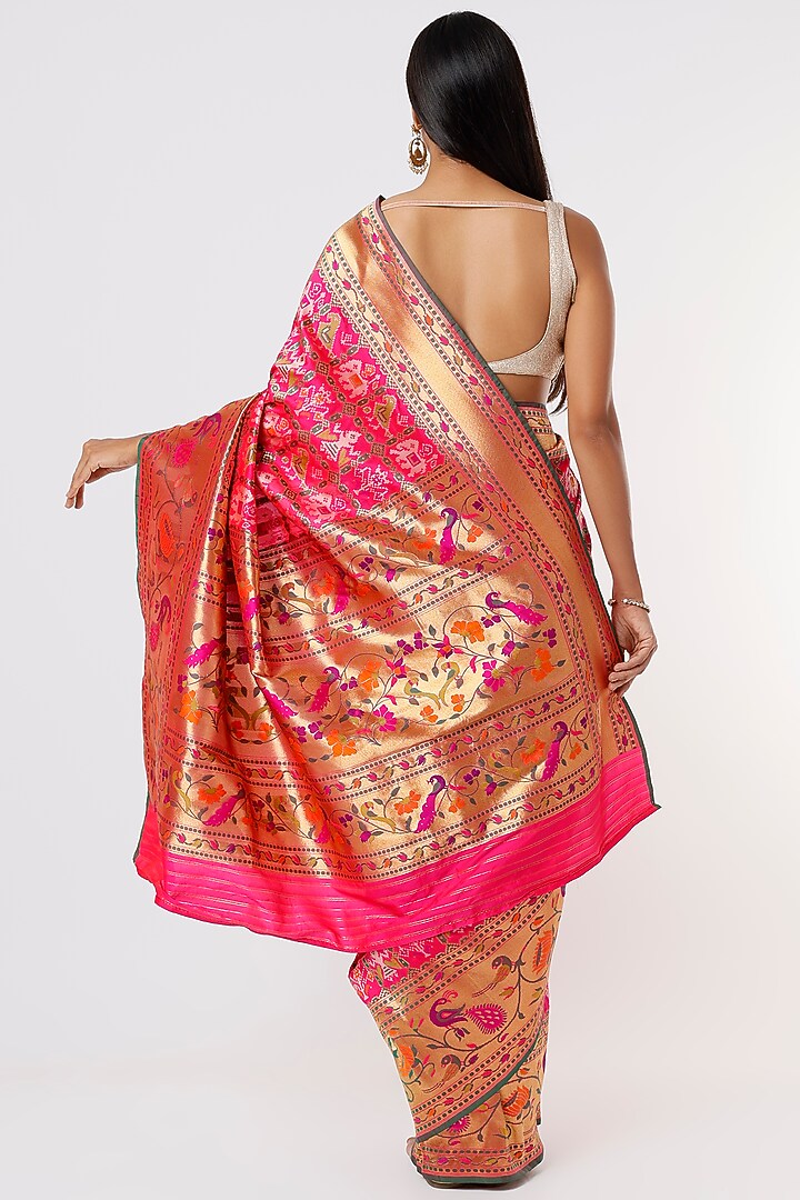 Pink Wedding Saree With Patola Motifs by Priyanka Jha at Pernia's Pop Up Shop