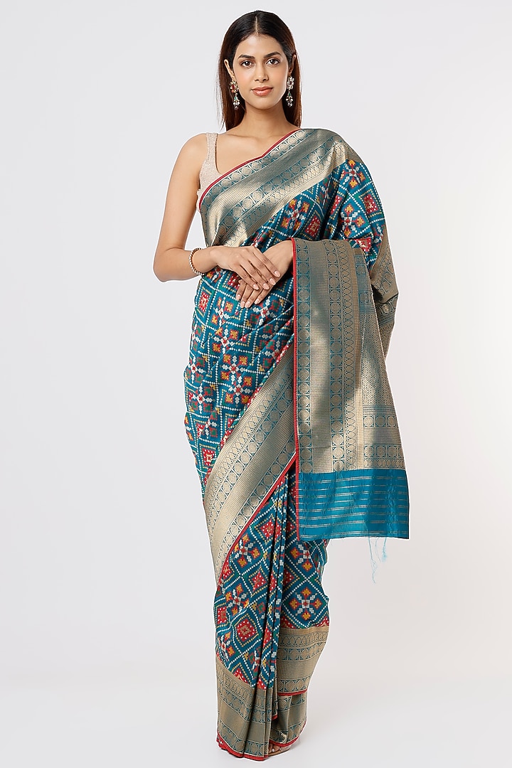 Blue Banarasi Silk Wedding Saree by Priyanka Jha at Pernia's Pop Up Shop