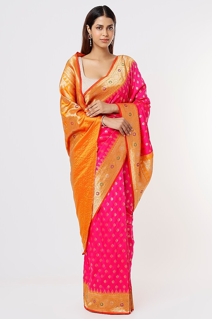 Pink Banarasi Silk Saree by Priyanka Jha