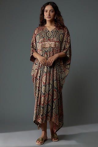 Multi-Colored Modal Silk Printed Kaftan by Priyanka Jha