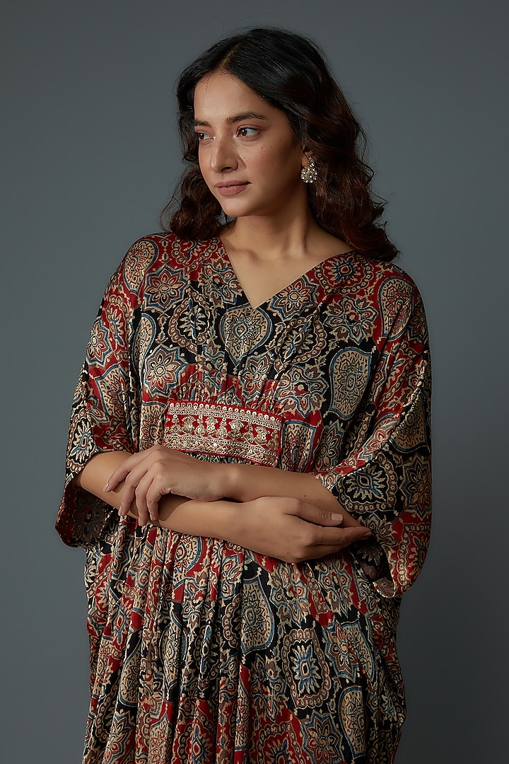 Multi-Colored Modal Silk Printed Kaftan by Priyanka Jha at Pernia's Pop Up Shop