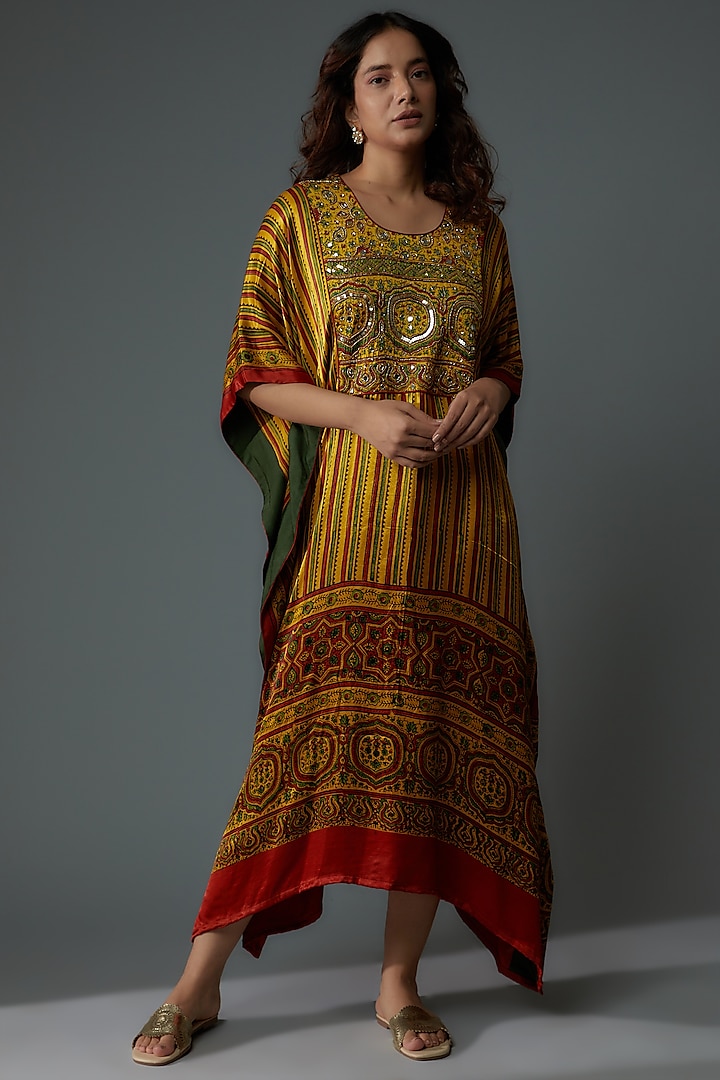 Multi-Colored Modal Silk Printed Kaftan by Priyanka Jha at Pernia's Pop Up Shop